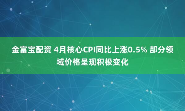 金富宝配资 4月核心CPI同比上涨0.5% 部分领域价格呈现积极变化